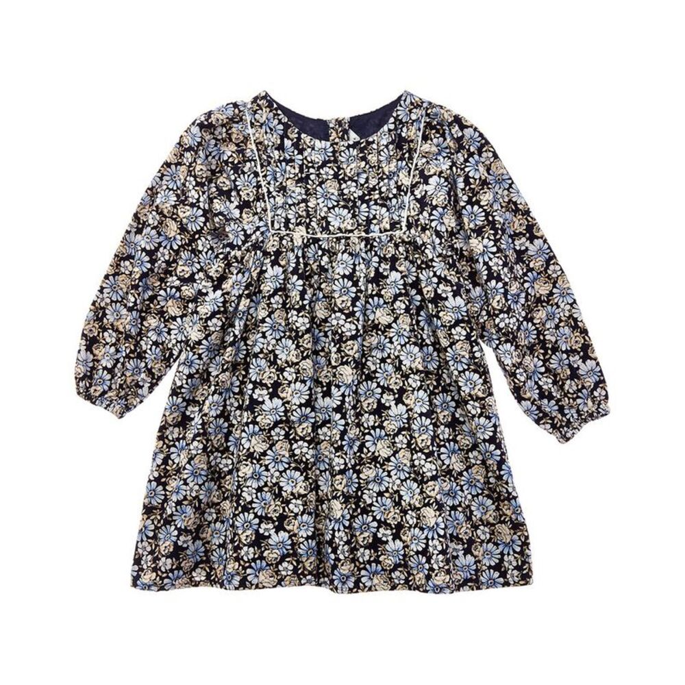 Janie And Jack Girls Floral Corduroy Dress, Blue